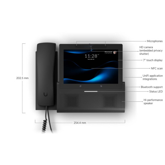Telefon IP de perete cu ecran tactil 7" UniFi Ubiquiti G3 Touch Wall, UTP-G3-Touch-Wall